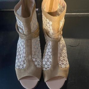 Open toed high heeled booties